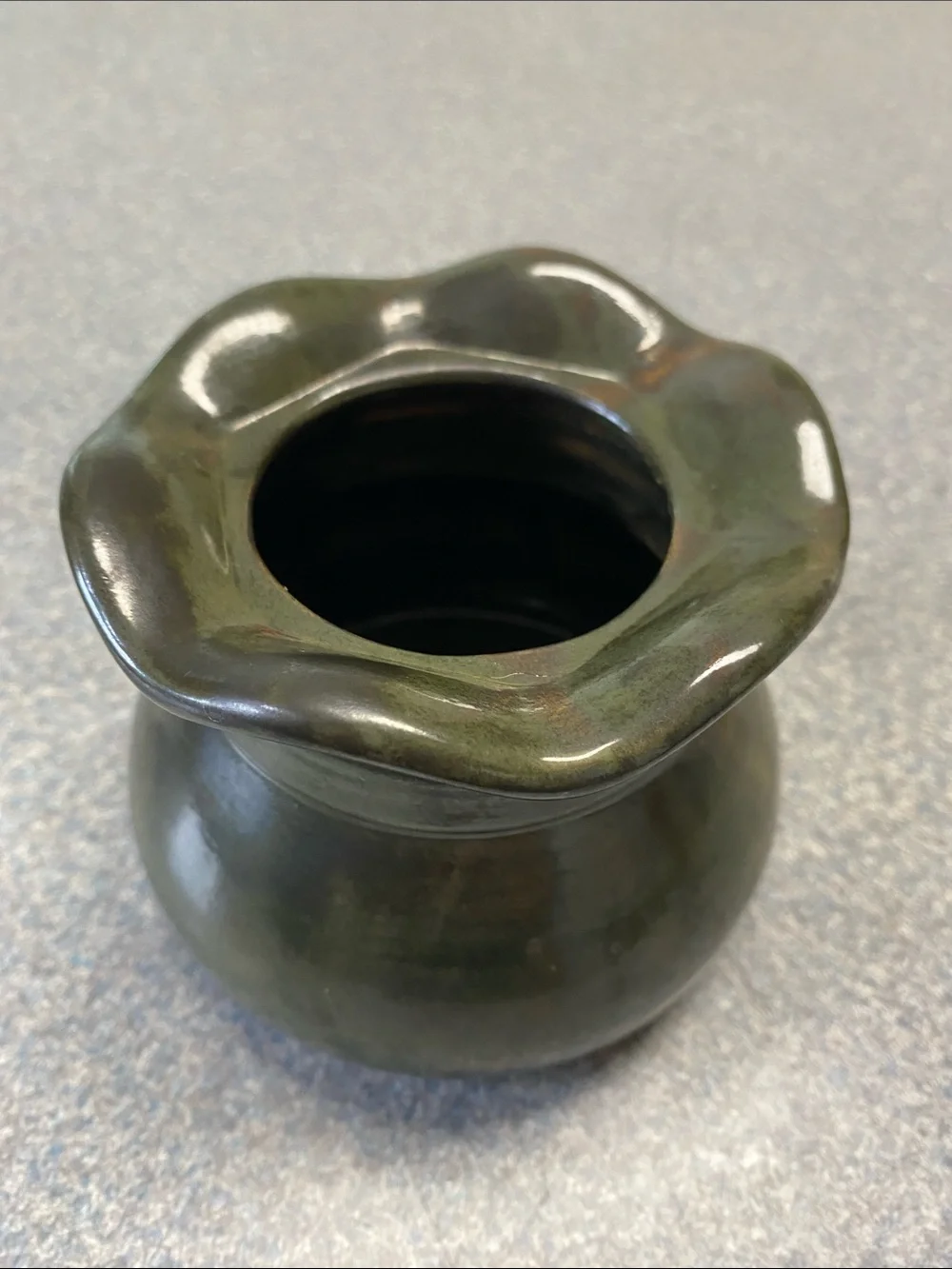 Hand Crafted Olive Green Ceramic Accent Vase